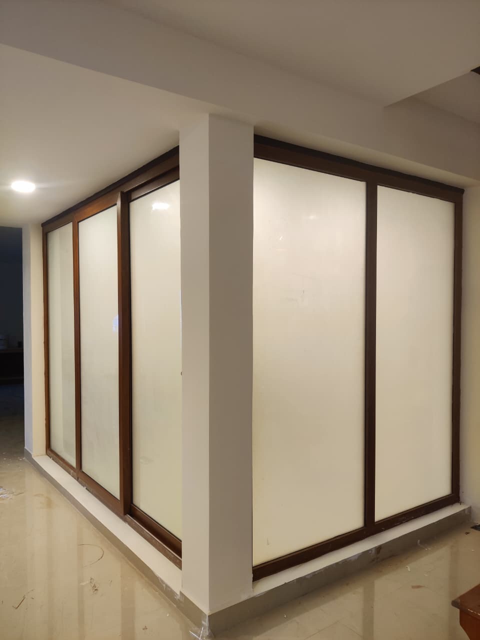 uPVC doors interior glass partition installation for office or home space