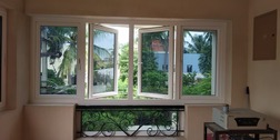 uPVC casement window installation in home interior – open window view